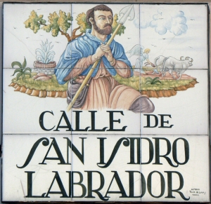 Placa de la calle dedicada al Patrón de Madrid, San Isidro Labrador